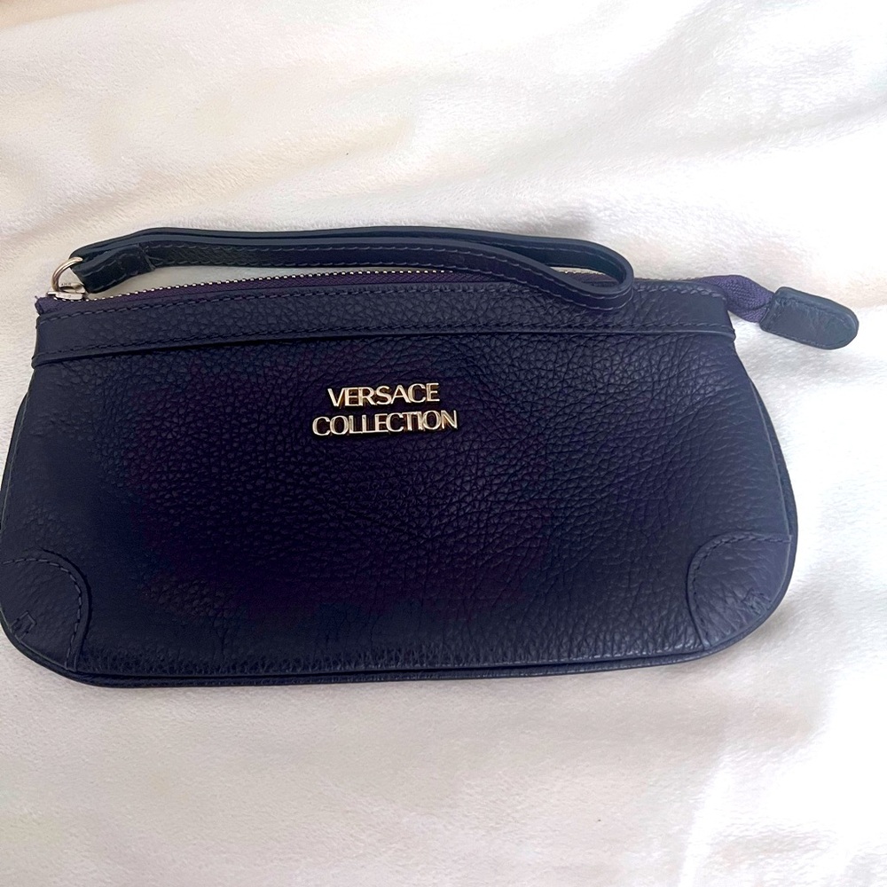 Versace Collection Black Leather Wristlet